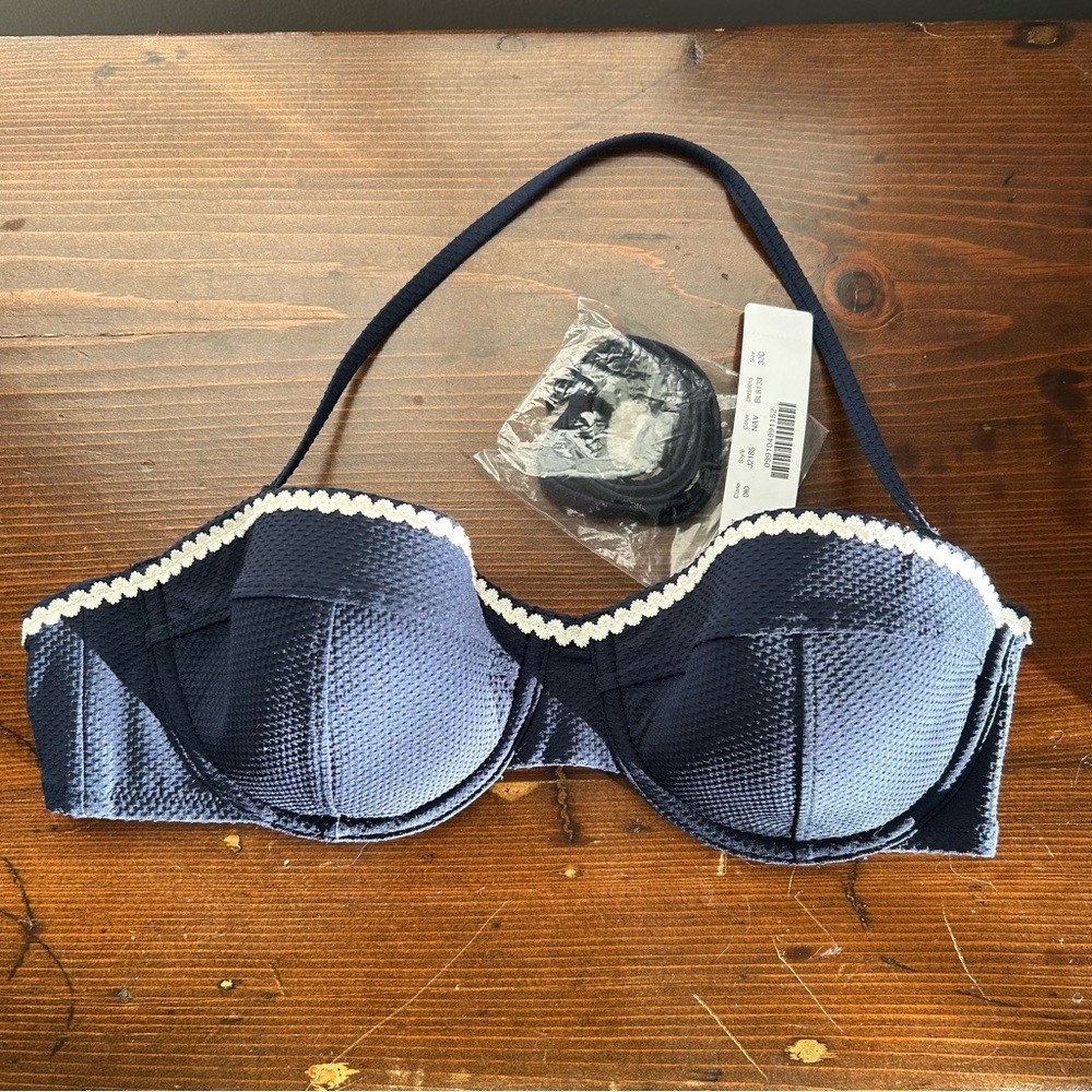 NWT J. Crew Navy Lace Bikini Top 32C